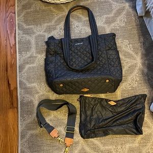 MZ Wallace Max II Tote with luggage sleeve in Grey